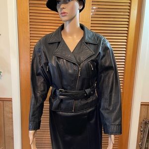 VTG Wilson Maxima Belted Biker Leather Jacket S:XS